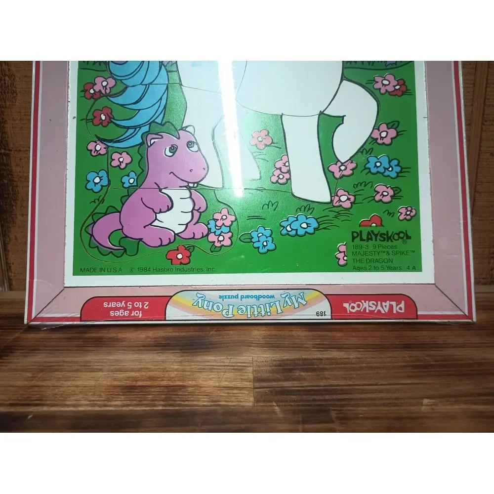 1984 Sealed 189-3 MY‎ LITTLE PONY G1 MAJESTY & SPIKE Wooden Puzzle Playskool 9Pc